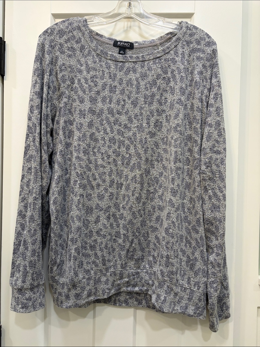 Buffalo David Bitton Gray Leopard Print Crewneck Sweatshirt